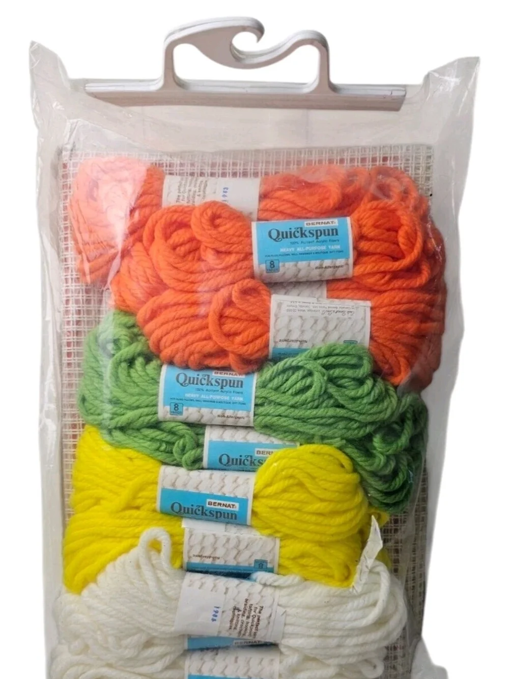 Vtg Bernat Quickpoint in Quilt Stitch Pillow Kit Orange Green Yellow 16x16 NOS